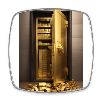 Gold Vault - Square fridge magnet - white - Front