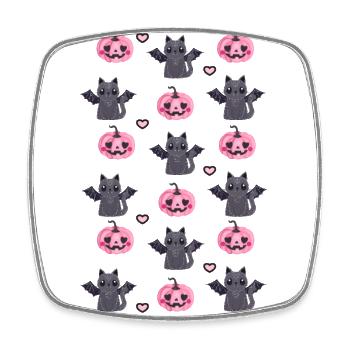 niedliches Halloween Design- pink Kürbis Katze - Viereckiger Kühlschrankmagnet - Weiß - Vorne