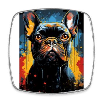 Französische Bulldogge - Viereckiger Kühlschrankmagnet - Weiß - Vorne