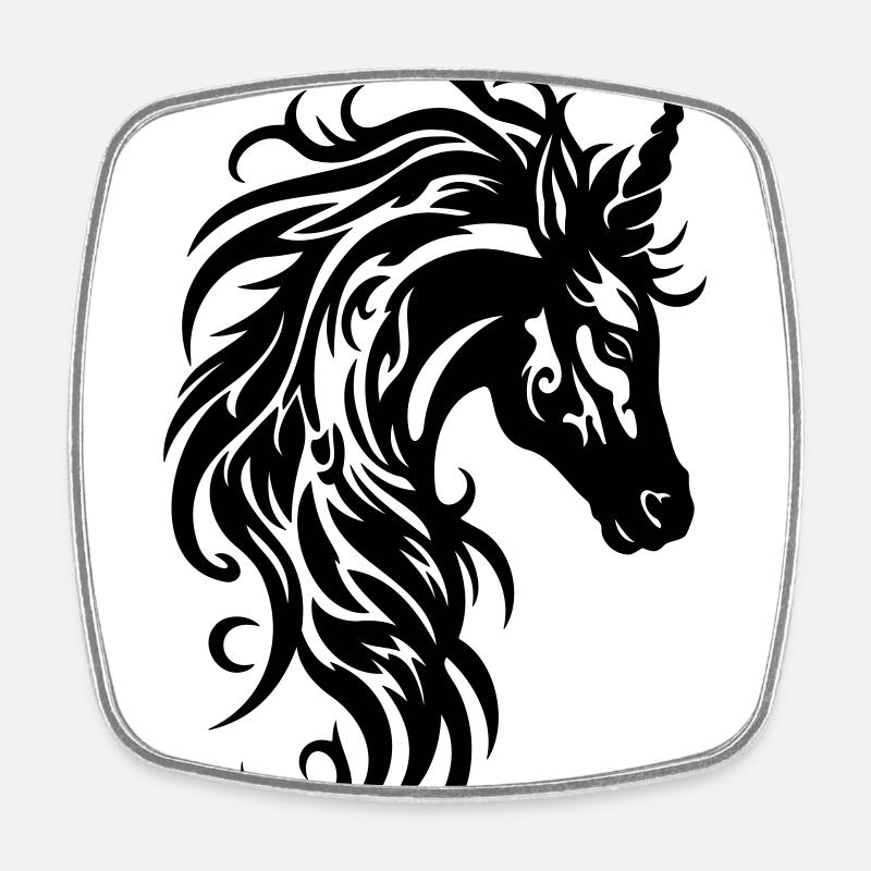 Licorne tribale monochrome - Magnet carré - blanc