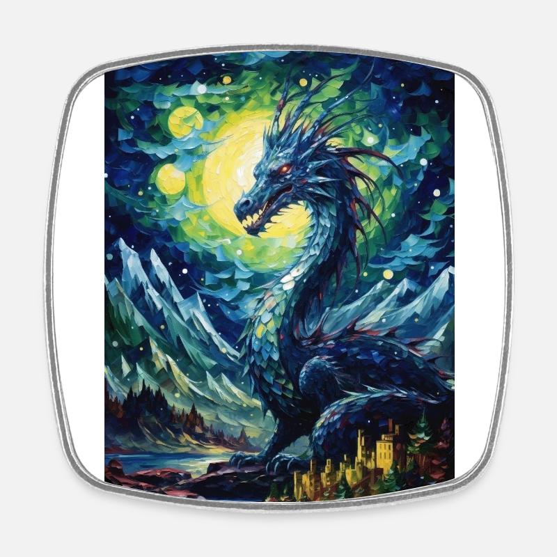 Dragon - Square fridge magnet - white