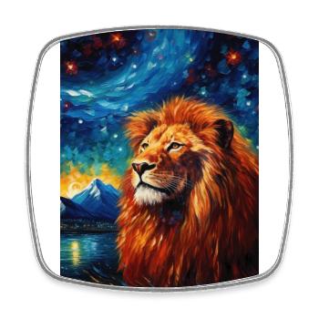 Lion - Magnet carré - blanc - Devant