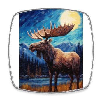 Elk - Square fridge magnet - white - Front