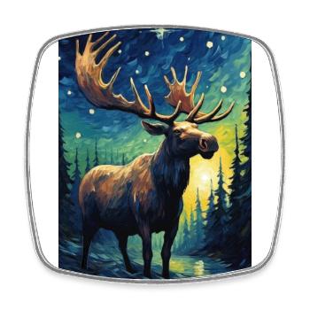Elk - Square fridge magnet - white - Front