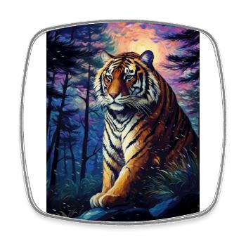 Tiger - Square fridge magnet - white - Front