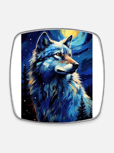 Wolf - Viereckiger Kühlschrankmagnet - Weiß