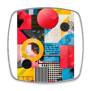 Retro Style - Abstrakte Formen - Viereckiger Kühlschrankmagnet - Weiß - Vorne