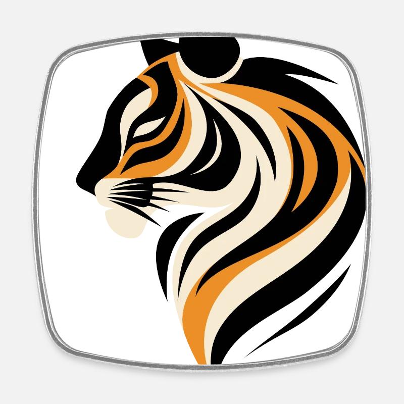 Modern Tiger Portrait - Square fridge magnet - white