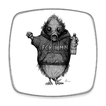 Igel Rebellion V 2 - Viereckiger Kühlschrankmagnet - Weiß - Vorne