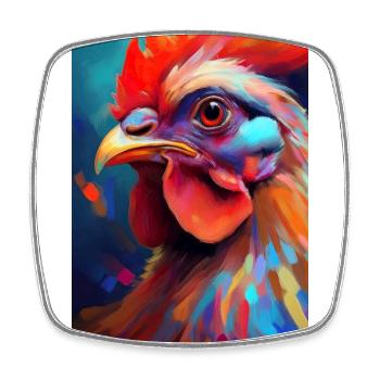 Ein buntes Huhn Portrait 3 - Viereckiger Kühlschrankmagnet - Weiß - Vorne