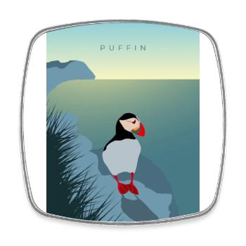 Puffin an Islands Küste - Viereckiger Kühlschrankmagnet - Weiß - Vorne