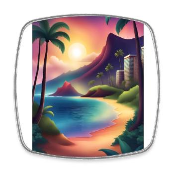Beautiful sunset at a Miami beach - Square fridge magnet - white - Front