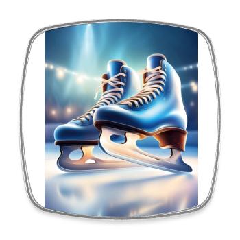 Patins à glace bleus - Magnet carré - blanc - Devant