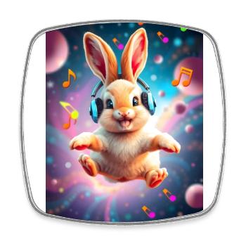 Happy Music Bunny No.1 - Square fridge magnet - white - Front
