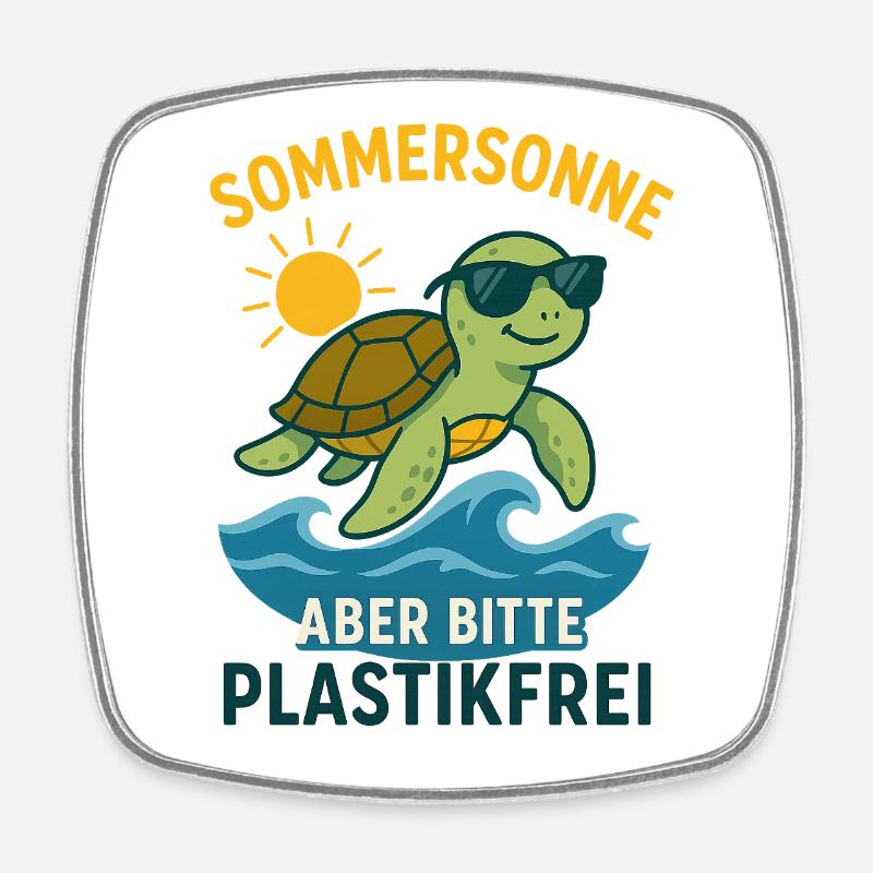 Summer sun - but plastic-free please - Square fridge magnet - white
