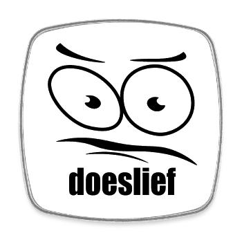 doeslief pleading eyes with question mark look - Square fridge magnet - white - Front