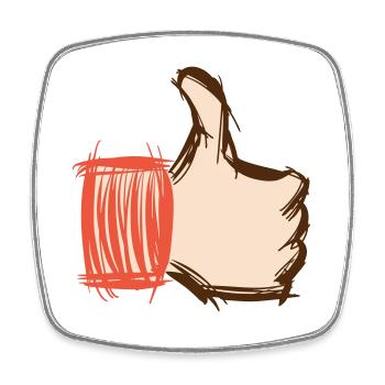 Pouce levé, pouce baissé, emoji dessiné à la main - Magnet carré - blanc - Devant