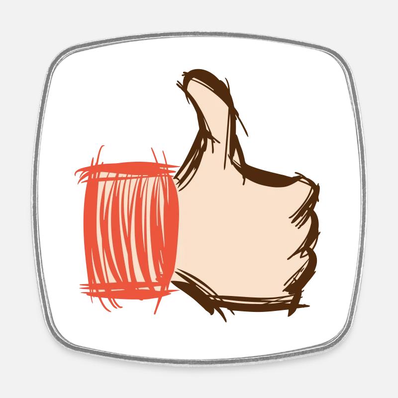 Pouce levé, pouce baissé, emoji dessiné à la main - Magnet carré - blanc