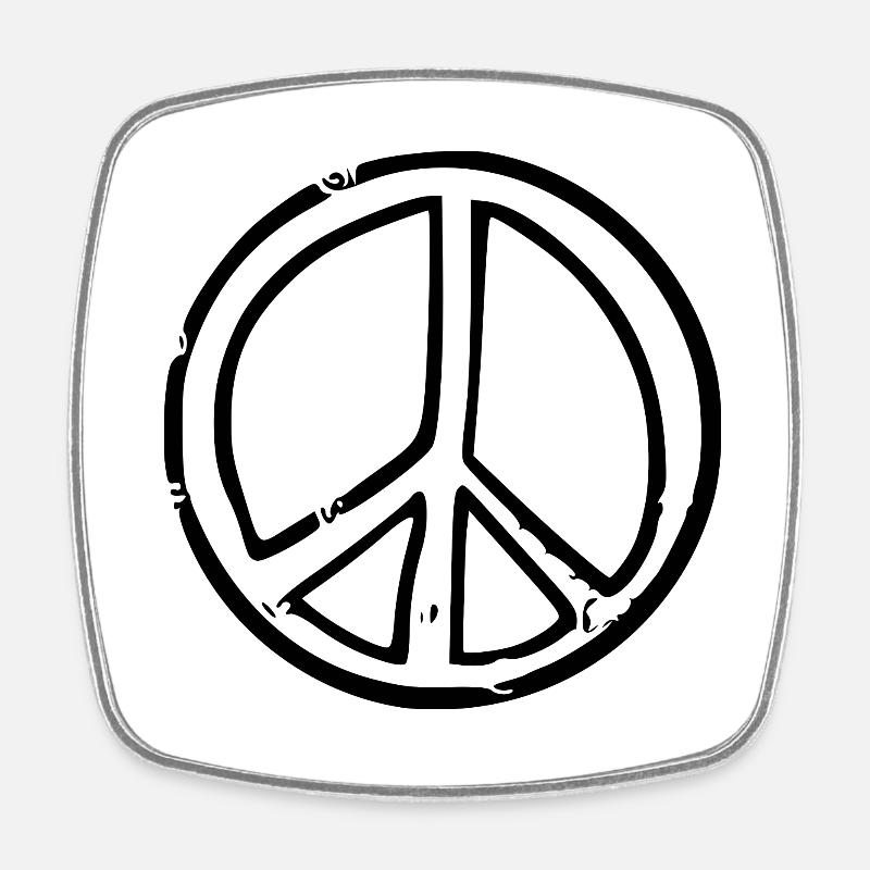 Peacezeichen - Viereckiger Kühlschrankmagnet - Weiß