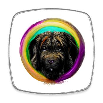 Rainbow Dog Briard 2 - Square fridge magnet - white - Front