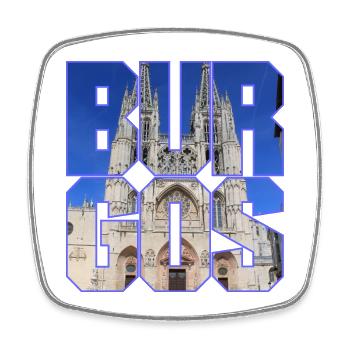 Burgos, city of Spain, façade of the cathedral - Square fridge magnet - white - Front