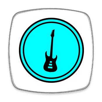Symbole de guitare - Magnet carré - blanc - Devant