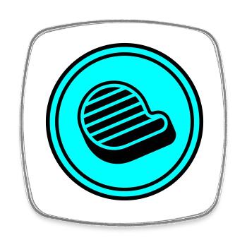Symbole du steak de viande - Magnet carré - blanc - Devant