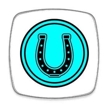 Hufeisen Symbol - Viereckiger Kühlschrankmagnet - Weiß - Vorne