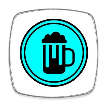 Verre à bière - Magnet carré - blanc - Devant