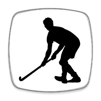 Joueurs de hockey sur gazon - Magnet carré - blanc - Devant