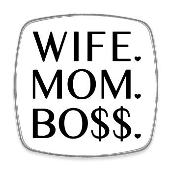 Wife Mom Boss - Viereckiger Kühlschrankmagnet - Weiß - Vorne