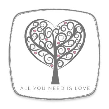 Tout ce dont vous avez besoin, c’est d’amour Heart Tree - Magnet carré - blanc - Devant
