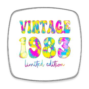 Vintage 1983 Limited Edition Tie Dye, Birthday gif - Square fridge magnet - white - Front