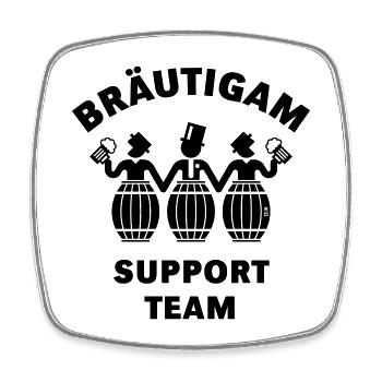 Bräutigam Support Team (JGA / Bierfässer / B) - Viereckiger Kühlschrankmagnet - Weiß - Vorne
