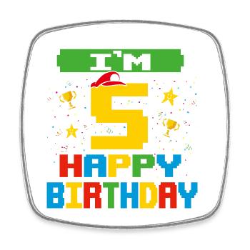 Five 5yr 5th Birthday Happy Birthday 5 Years Old - Square fridge magnet - white - Front