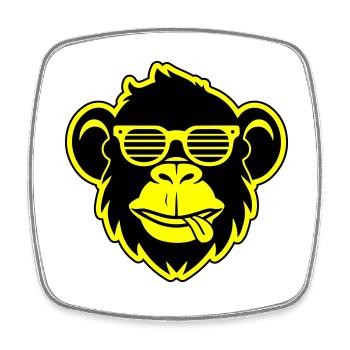 Monkey Head Sunglasses Party - Square fridge magnet - white - Front