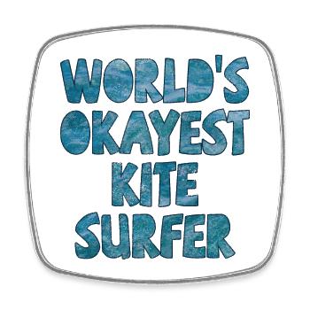 World's Okayest Kite Surfer Dark Blue - Square fridge magnet - white - Front