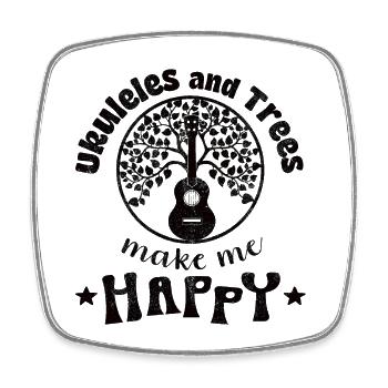 Ukuleles and Trees make me Happy schwarz - Viereckiger Kühlschrankmagnet - Weiß - Vorne