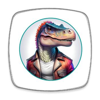 Blouson en cuir dinosaure - Magnet carré - blanc - Devant