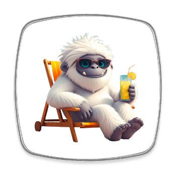 Yeti Monster in Sun Chair - Square fridge magnet - white - Front