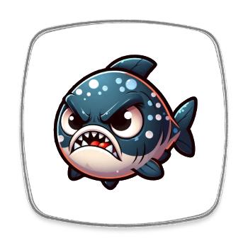 cute angry Piranha - Viereckiger Kühlschrankmagnet - Weiß - Vorne