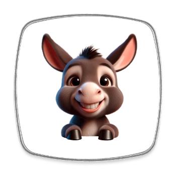Baby Donkey Esel Mule - Square fridge magnet - white - Front