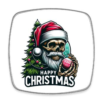 Santa Claus Skull with Christmas Ornament - Square fridge magnet - white - Front