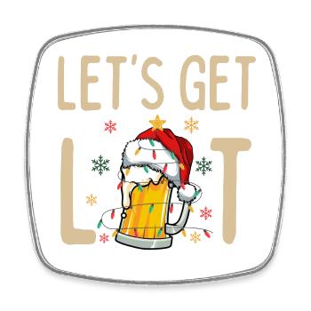 Let's Get Lit Drinking Santa Hat Christmas Lights - Viereckiger Kühlschrankmagnet - Weiß - Vorne