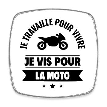 je vis pour la moto - Magnet carré - blanc - Devant