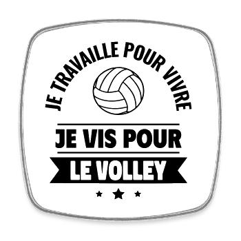 Passion volley : cadeau parfait pour volleyeurs - Magnet carré - blanc - Devant