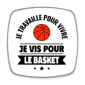 Passion basket : cadeau idéal pour basketteur - Magnet carré - blanc - Devant