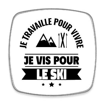 Cadeau parfait pour skieur passionné de montagne - Magnet carré - blanc - Devant