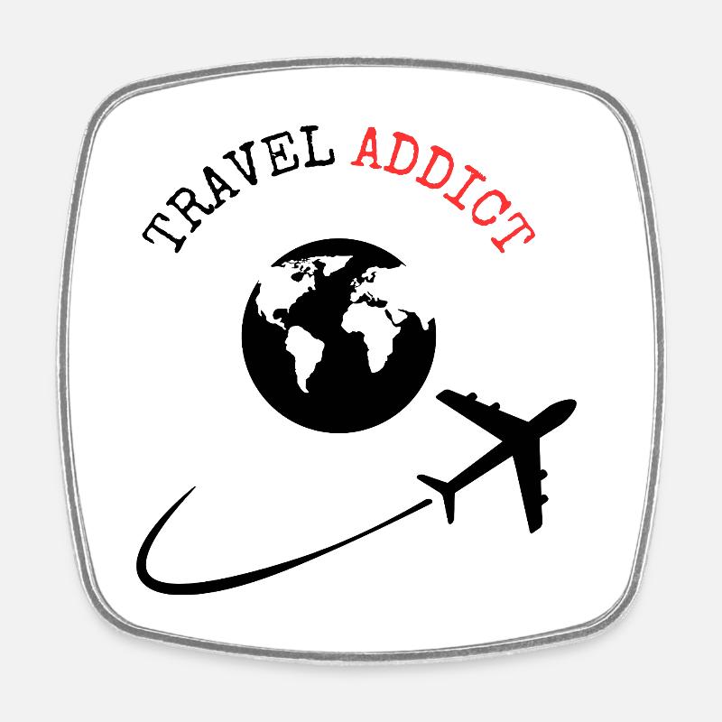Travel Addict - Square fridge magnet - white