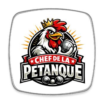Chef de la Pétanque Couronné - Magnet carré - blanc - Devant